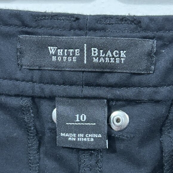 WHITE HOUSE BLACK MARKET Pants Womens 10 Black Cargo Adjustable Utility Stretch - Picture 3 of 10